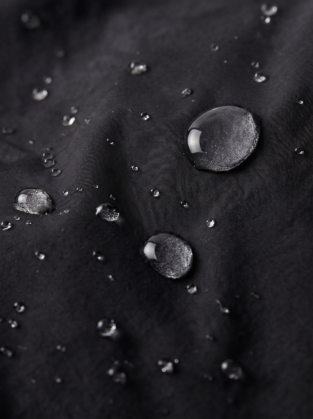 Gotas de agua sobre el tejido negro del bolso Nara