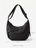 Medidas del bolso Nara: 34 cm de ancho, 22 cm de alto, 9 cm de fondo y 210 g